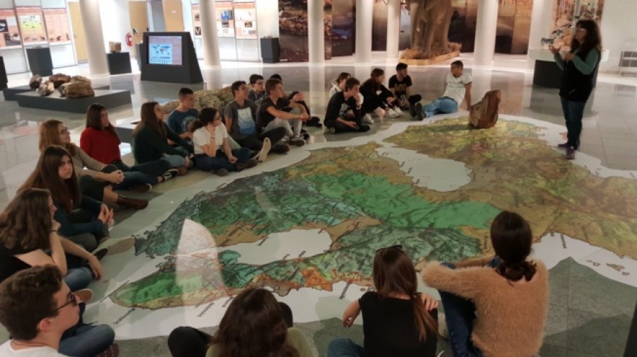  Εκπαιδευτική επίσκεψη του 2ου ΓΕΛ Καισαριανής  οι μαθητές μελετούν τον γεωλογικό χάρτη Λέσβου (4.11.2019)