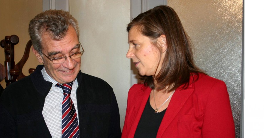 Η Katrin Goering  Eckardt με το Δήμαρχο Λέσβου Σπ. Γαληνό