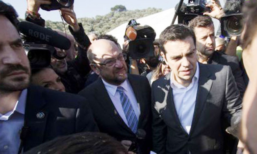 Επίσκεψη αστραπή Α. Τσίπρα & Μ. Σουλτς στη Μυτιλήνη